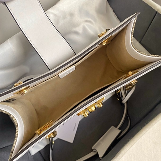 498156 padlock小號購物袋 白色皮-6