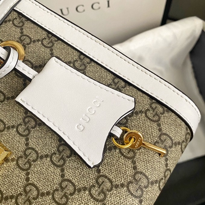 498156 padlock小號購物袋 白色皮-7