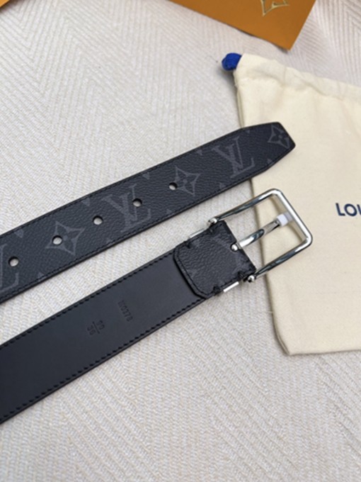 LV頂級原單 黑色老花皮帶-9