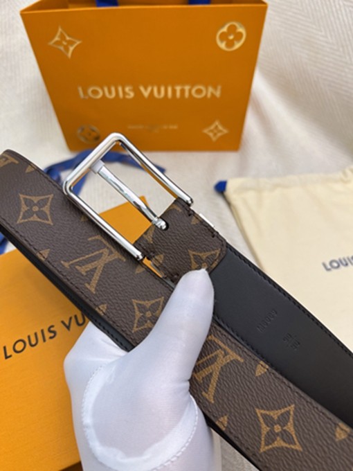 LV 扣頭字母logo老花皮帶-9