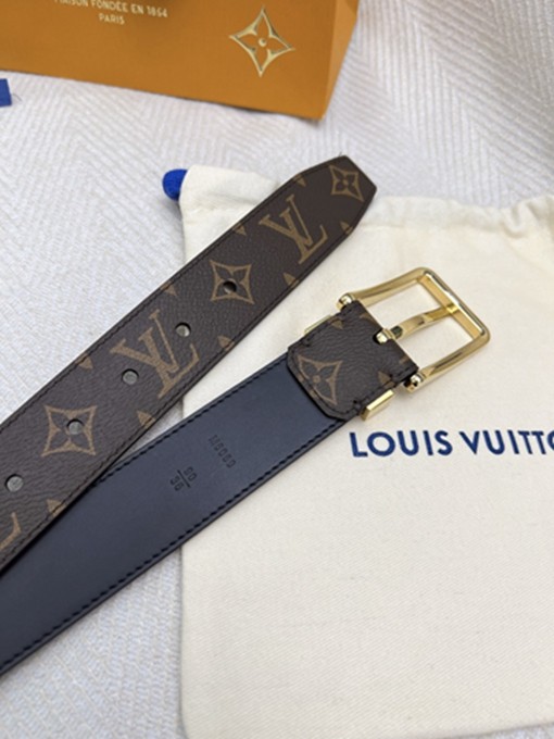 LV 扣頭字母logo老花皮帶-17