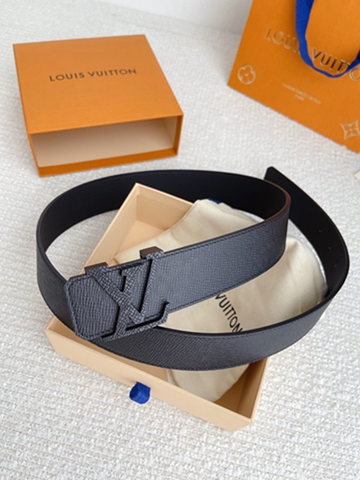 LV 經典款 亞克色鋼扣掌紋牛皮皮帶 腰帶-4
