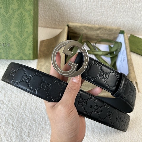 古馳4CM 經典壓花 進口頭層牛皮腰帶