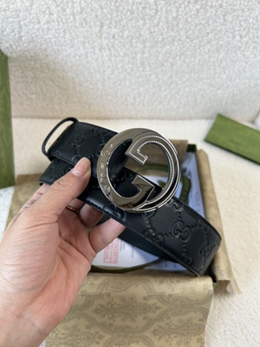古馳4CM 經典壓花 進口頭層牛皮腰帶-5