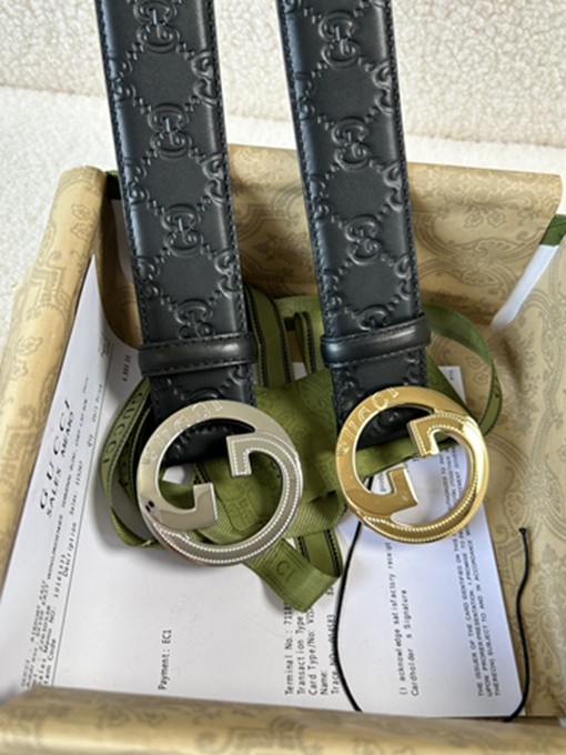 古馳4CM 經典壓花 進口頭層牛皮腰帶-18