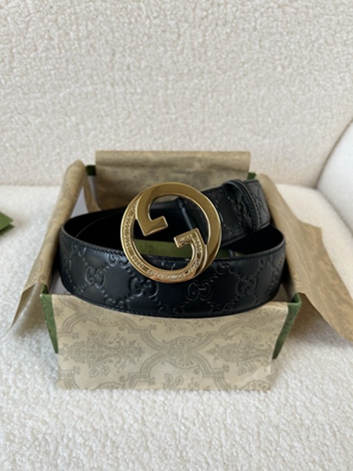 古馳4CM 經典壓花 意大利進口頭層牛皮腰帶-10