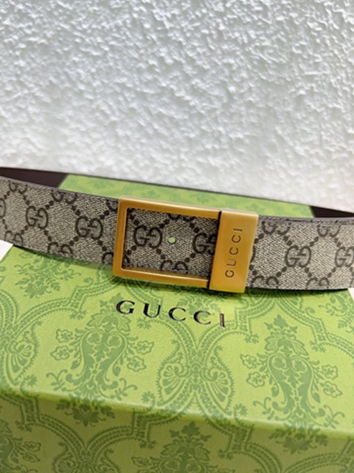 古馳Supreme帆布 長方形搭扣開合設計腰帶 寬3.5CM-12