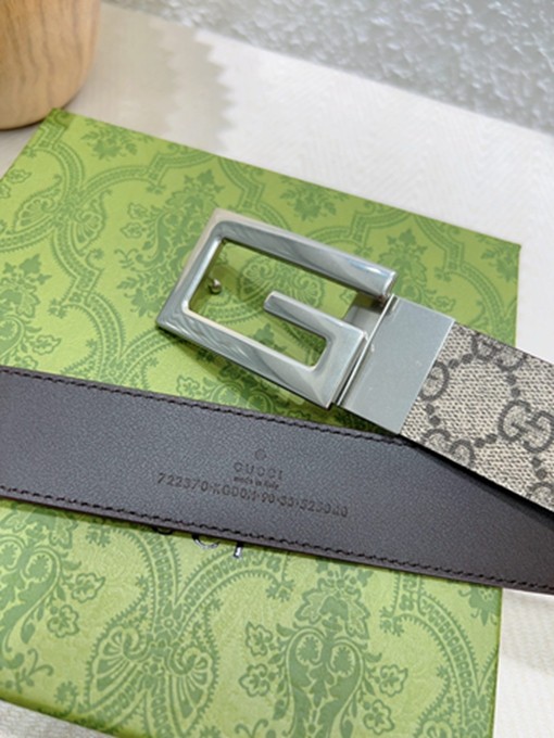 古馳 GG環形搭扣開合設計 Supreme帆布腰帶 寬3.5CM-9