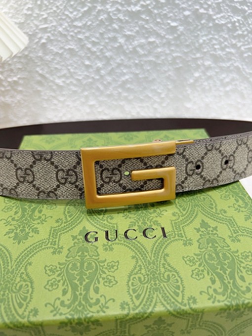 古馳 GG環形搭扣開合設計 Supreme帆布腰帶 寬3.5CM-11