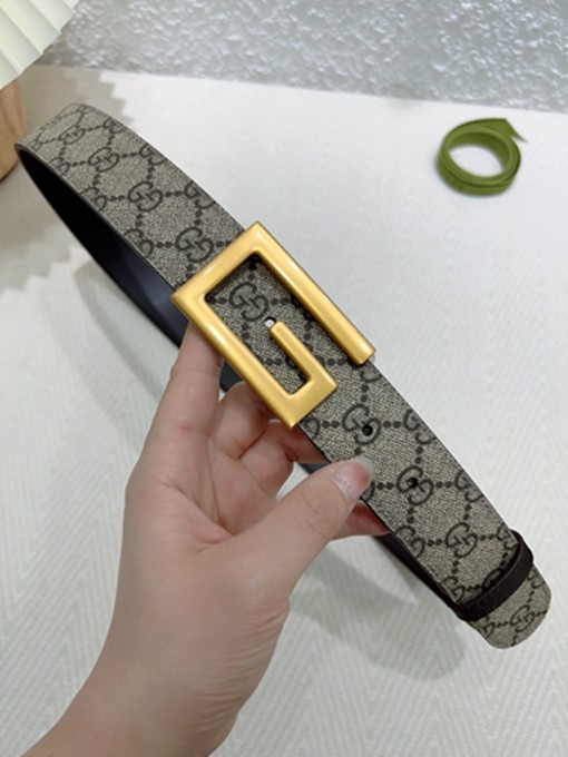 古馳 GG環形搭扣開合設計 Supreme帆布腰帶 寬3.5CM-12