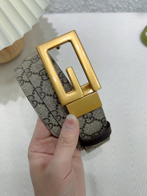 古馳 GG環形搭扣開合設計 Supreme帆布腰帶 寬3.5CM-14