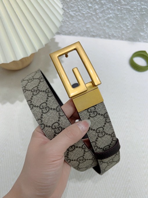 古馳 GG環形搭扣開合設計 Supreme帆布腰帶 寬3.5CM-15