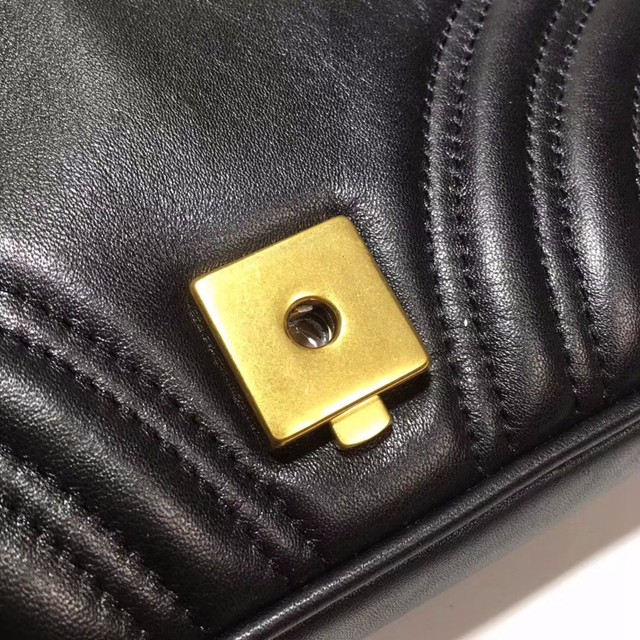 446744黑色牛皮原單小號DRW3T 系列 Marmont 後幅繡線愛心心形 斜背包-7