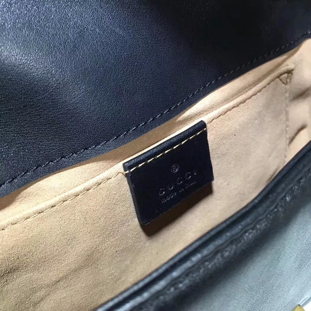 446744黑色牛皮原單小號DRW3T 系列 Marmont 後幅繡線愛心心形 斜背包-8