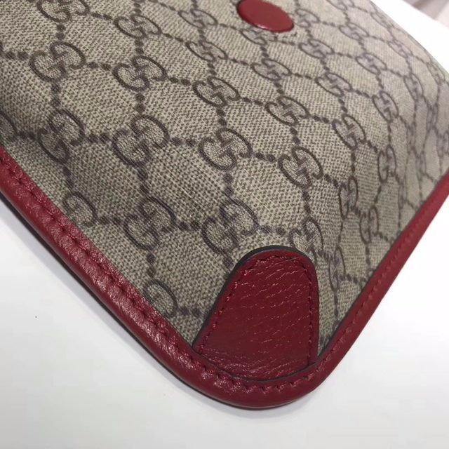 489617 原單 咖啡PVC 大紅 GG Supreme腰包-6
