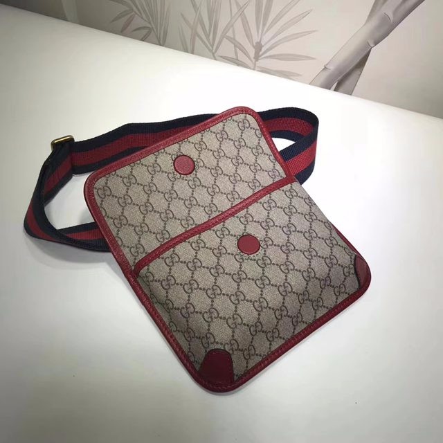 489617 原單 咖啡PVC 大紅 GG Supreme腰包-5