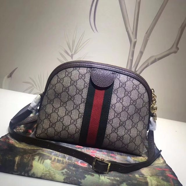 499621原單 咖啡色PVC 棕色牛皮 專櫃最新GG Supreme Ophidia系列 貝殼包-11