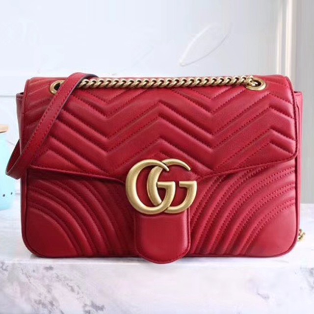 443496 Marmont 牛皮 斜背包 紅色 31*19