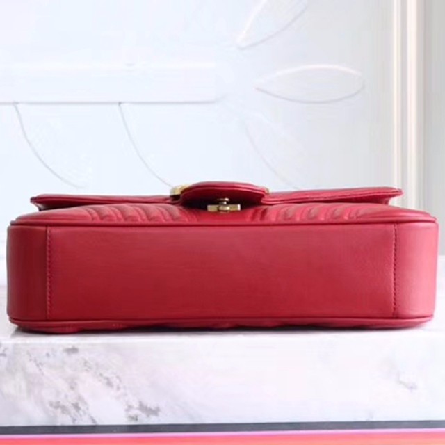 443496 Marmont 牛皮 斜背包 紅色 31*19-4