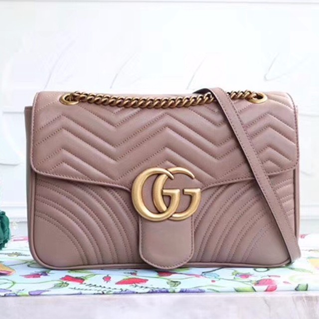 443496 Marmont 牛皮 斜背包 裸粉 31*19