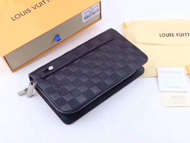 Zippy XL拉鍊長夾 手拿包 黑色全皮壓紋-2