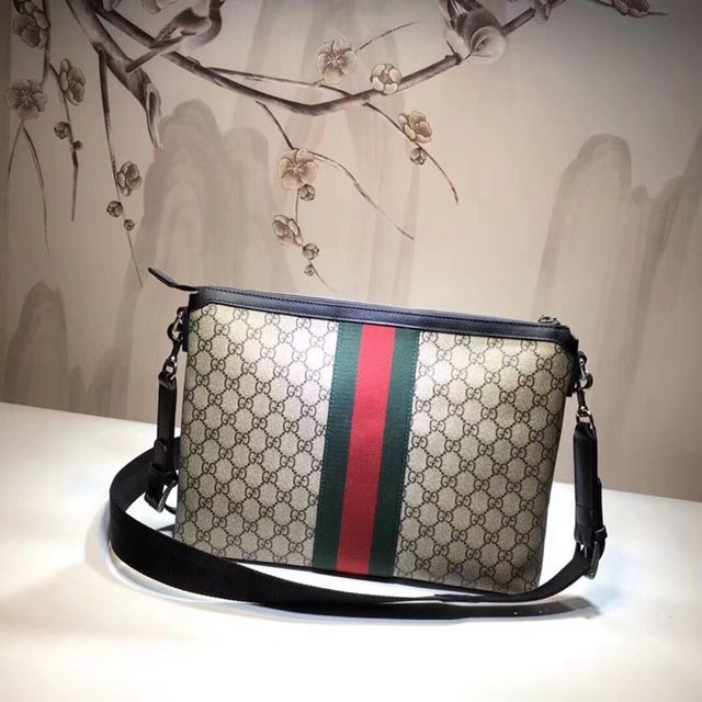 523335原單 咖啡PVC黑色牛皮 時尚簡約郵差包-2