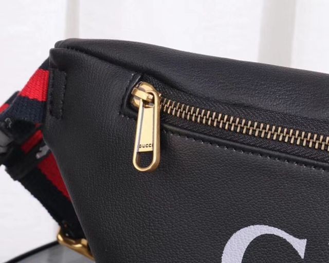 493869 Belt Bag 字母標示印花織帶腰包 28x18 黑色-5