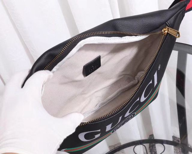 493869 Belt Bag 字母標示印花織帶腰包 28x18 黑色-6