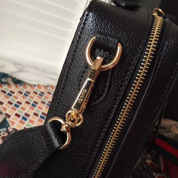 550622 Marmont郵差包 紅白藍大肩帶配手提 可單肩斜挎和手提 25x19cm 黑色牛皮飾-6