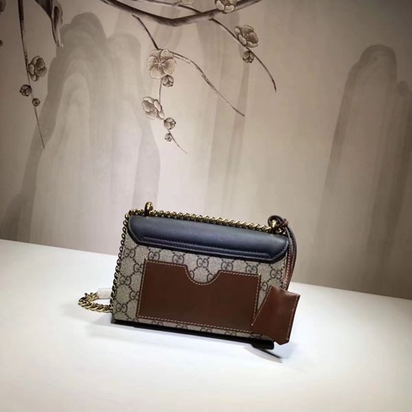 409487 原單啡黑色/棕色 牛皮 小號 padlock背包 20x12.5cm-2