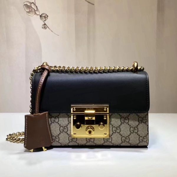 409487 原單啡黑色/棕色 牛皮 小號 padlock背包 20x12.5cm