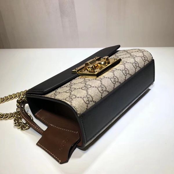 409487 原單啡黑色/棕色 牛皮 小號 padlock背包 20x12.5cm-4