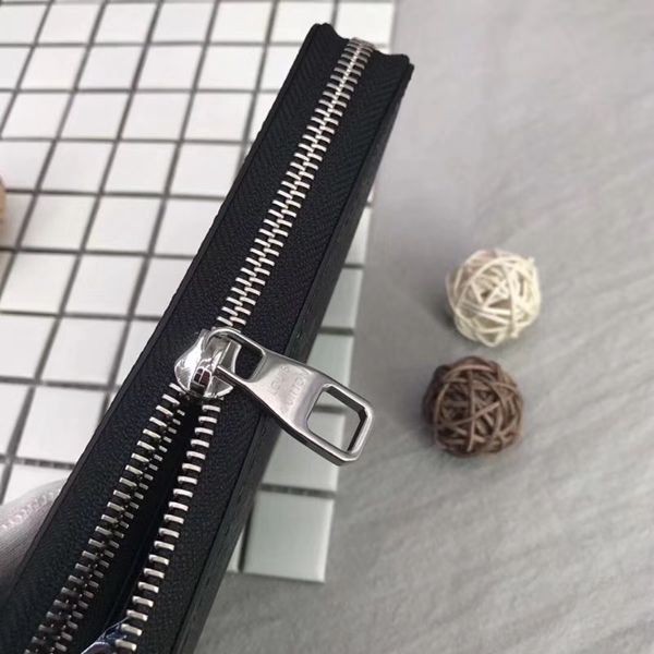 M60017 拉鏈長夾 黑花 原單 19.5x10cm-3