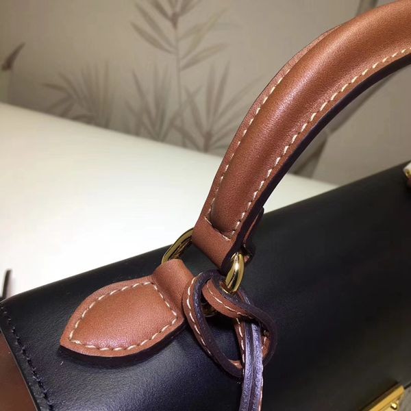 453188原單咖啡PVC 黑 棕牛皮 Padlock 具有結構感的小號手提包  28x19x11cm-6