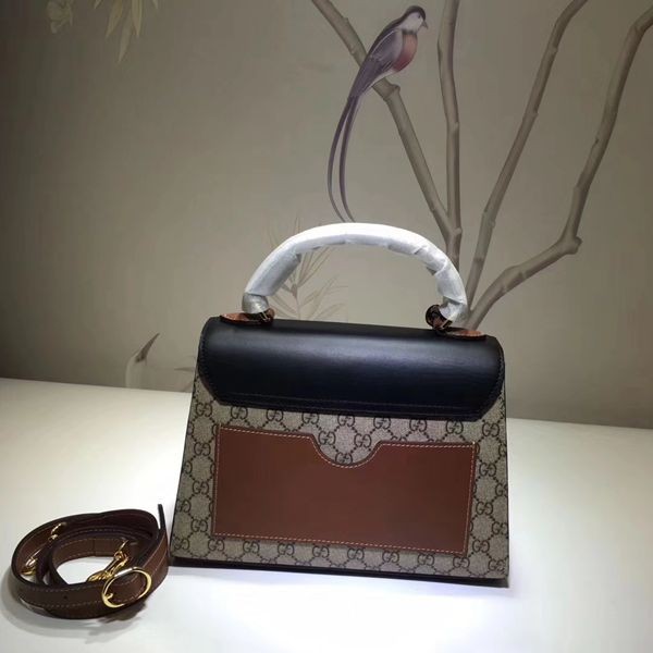 453188原單咖啡PVC 黑 棕牛皮 Padlock 具有結構感的小號手提包  28x19x11cm-4