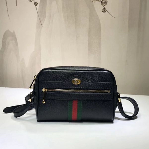 517350原單黑色牛皮 Supreme Ophidia系列 迷你斜挎包 18.5x13x6cm