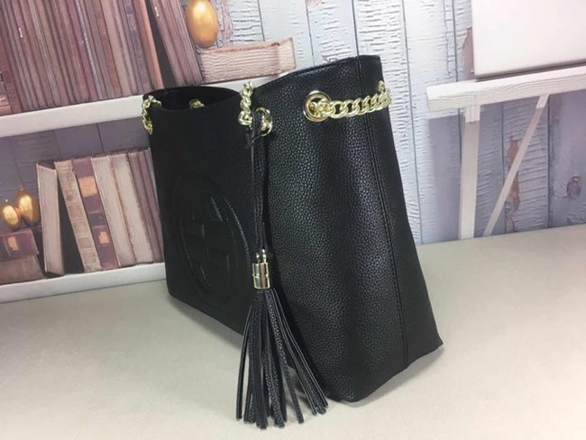 308982黑色牛皮 肩背包 底長38x高27x側寬14cm-6