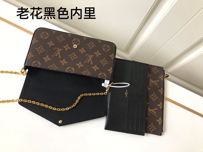 M61276 原版 黑色 晚宴包老花  21cmx11cmx2cm-3