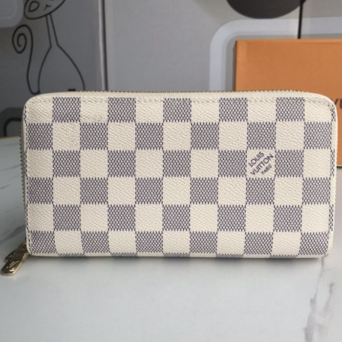 M61723 雙拉鍊長夾 白格 19x10x4cm