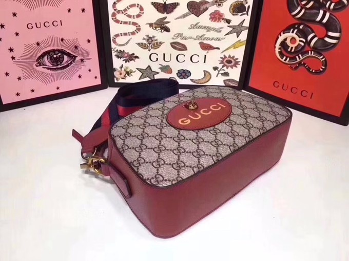 476466彩色肩帶和古銅魚嘴扣 斜背包 紅色-7