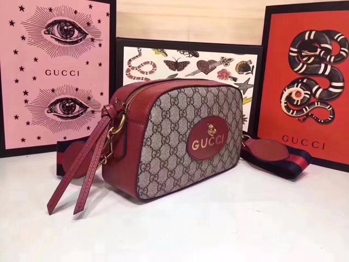 476466彩色肩帶和古銅魚嘴扣 斜背包 紅色-2