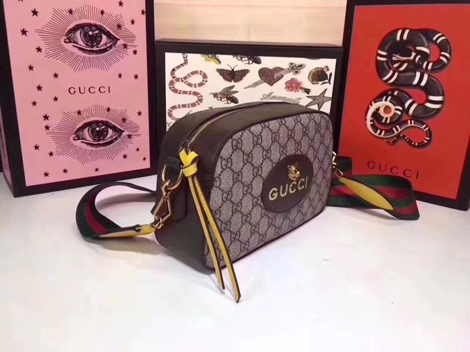 476466彩色肩帶和古銅魚嘴扣 斜背包 黃色-2