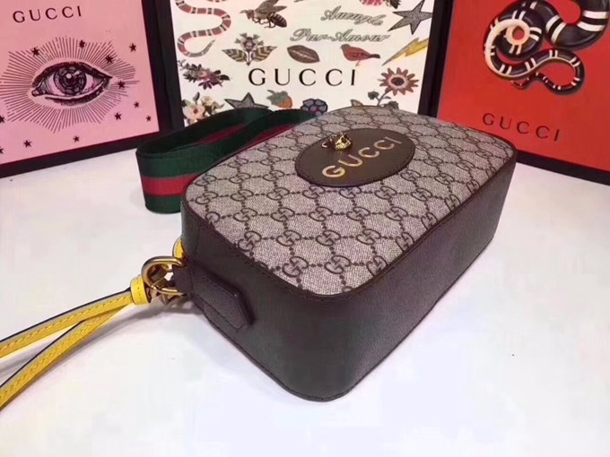476466彩色肩帶和古銅魚嘴扣 斜背包 黃色-5
