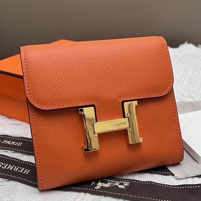 Hermes Constance 537手掌紋牛皮 14*12cm橙色