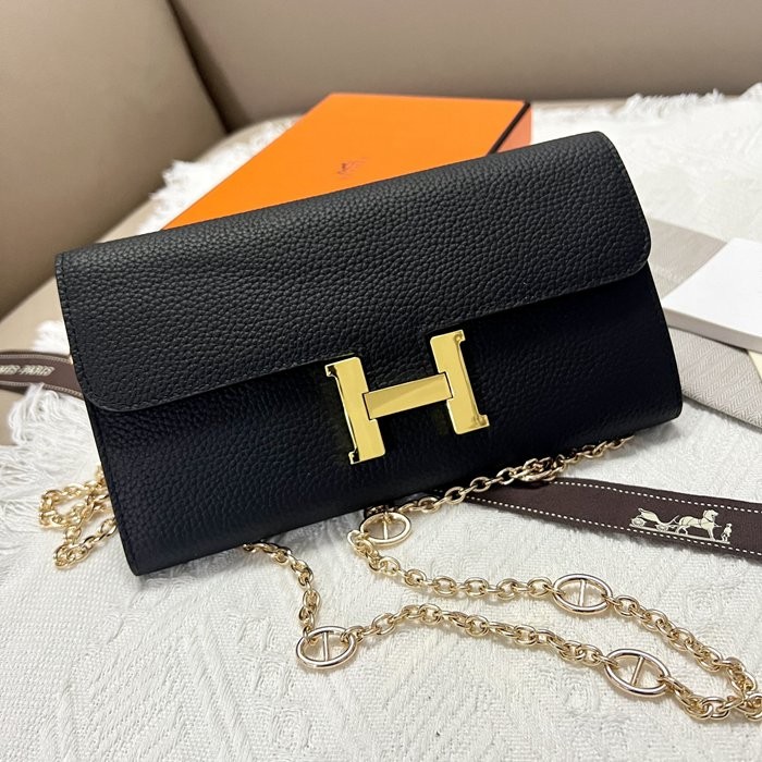 Hermes Constance 539-1 黑色荔枝紋金扣 22*11cm-2