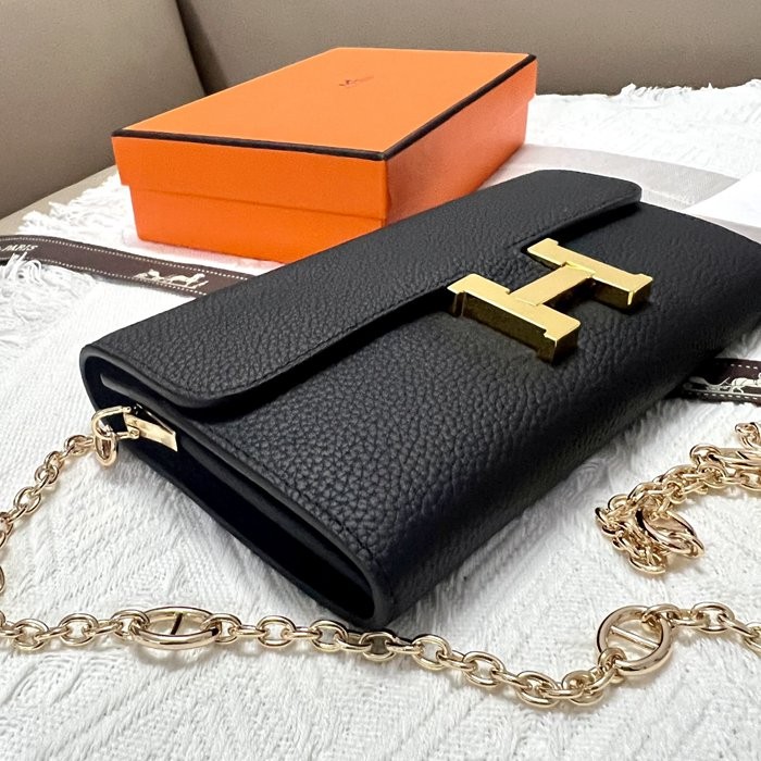 Hermes Constance 539-1 黑色荔枝紋金扣 22*11cm-3