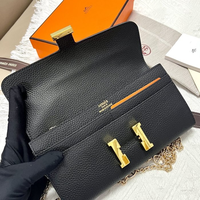 Hermes Constance 539-1 黑色荔枝紋金扣 22*11cm-4