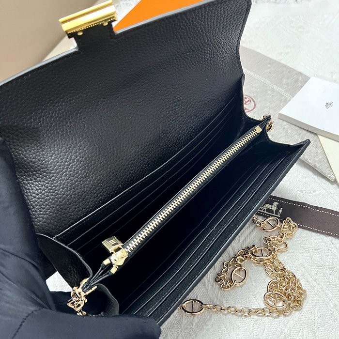Hermes Constance 539-1 黑色荔枝紋金扣 22*11cm-5