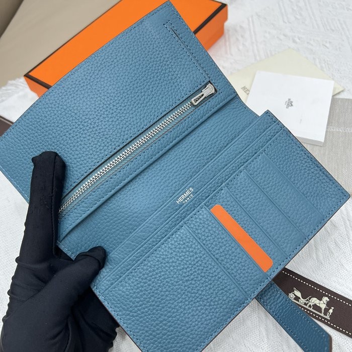 愛馬仕Hermes 中蘭牛皮內拉鏈口袋豎款錢包 9X17.5 CM-2