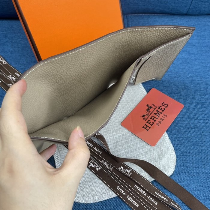 Hermes Togo 皮 純色牛皮口袋三折錢夾 10*12CM-2